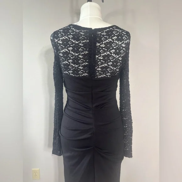 Nicole Miller Dress Size L Women's Black Casual Lace Stretch Party Weddi…